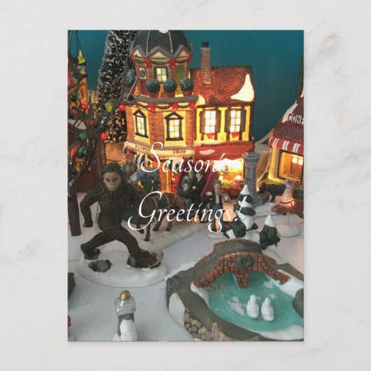 Bigfoot vakantiedorp feestdagenkaart (Voorkant)