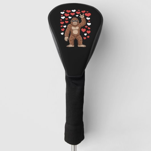 Bigfoot Valentijnsdag Funny Hearts Sasquatch Golfheadcover (Voorkant)
