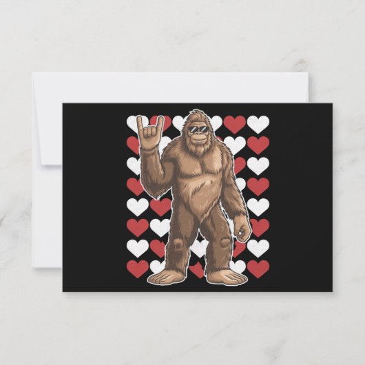 Bigfoot Valentijnsdag Funny Hearts Sasquatch Liefd Bedankkaart (Voorkant)