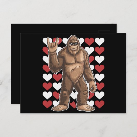 Bigfoot Valentijnsdag Funny Hearts Sasquatch Liefd Briefkaart (Voorkant / Achterkant)