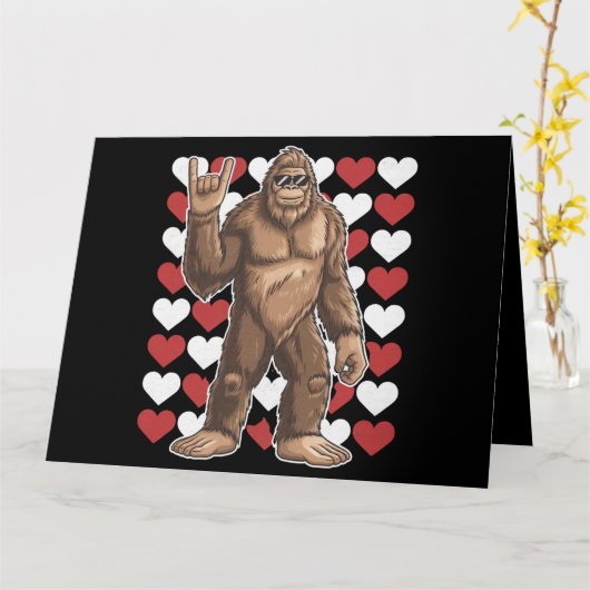 Bigfoot Valentijnsdag Funny Hearts Sasquatch Liefd Kaart (Gele Bloem)