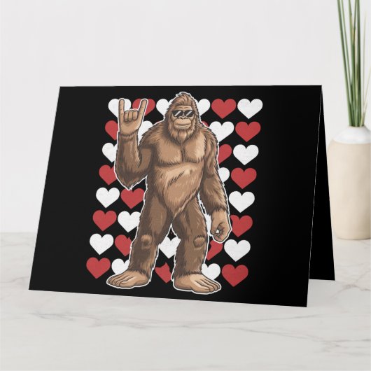 Bigfoot Valentijnsdag Funny Hearts Sasquatch Liefd Kaart (Voorkant)