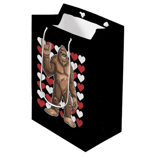Bigfoot Valentijnsdag Funny Hearts Sasquatch Liefd Medium Cadeauzakje (Voorkant Gekanteld)