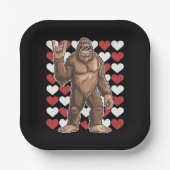 Bigfoot Valentijnsdag Funny Hearts Sasquatch Liefd Papieren Bordje (Voorkant)