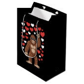 Bigfoot Valentijnsdag Funny Hearts Sasquatch Medium Cadeauzakje (Voorkant Gekanteld)