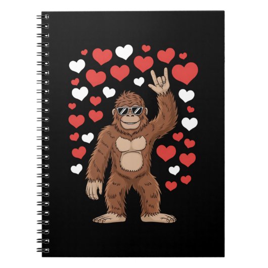 Bigfoot Valentijnsdag Funny Hearts Sasquatch Notitieboek (Voorkant)