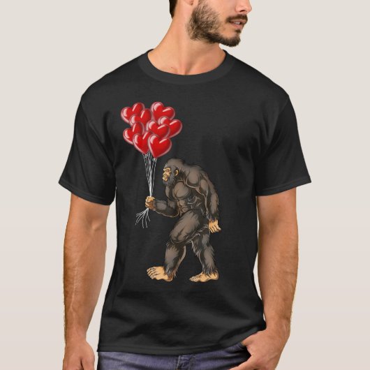Bigfoot Valentijnsdag Funny Sasquatch Hearts Love T-shirt (Voorkant)