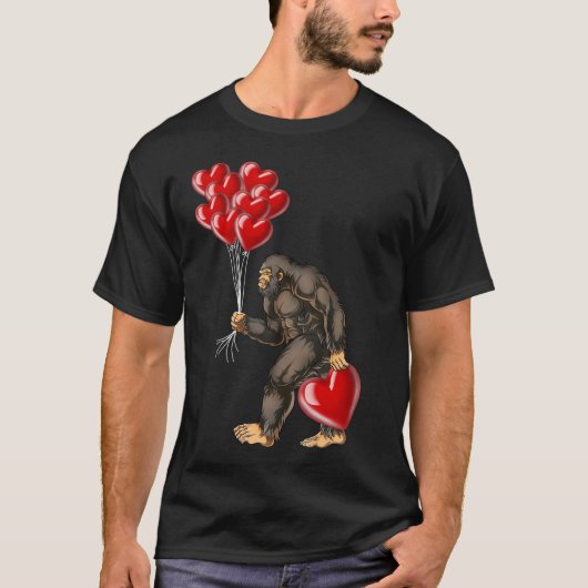 Bigfoot Valentijnsdag Funny Sasquatch Hearts Love T-shirt (Voorkant)