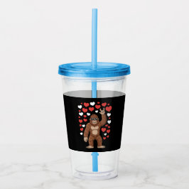 Bigfoot Valentijnsdag Grappige Harten Sasquatch Acryl Drinkbeker