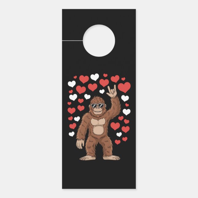 Bigfoot Valentijnsdag Grappige Harten Sasquatch Deurhanger (Voorkant)
