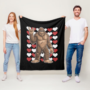 Bigfoot Valentijnsdag Grappige Harten Sasquatch Li Fleece Deken
