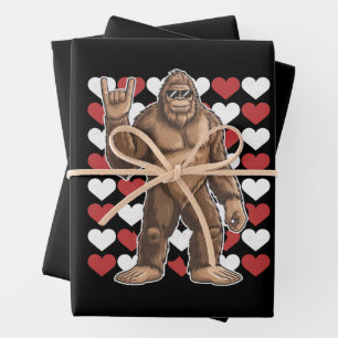 Bigfoot Valentijnsdag Grappige Harten Sasquatch Li Inpakpapier Vel