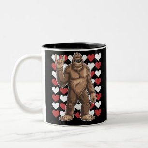 Bigfoot Valentijnsdag Grappige Harten Sasquatch Li Tweekleurige Koffiemok