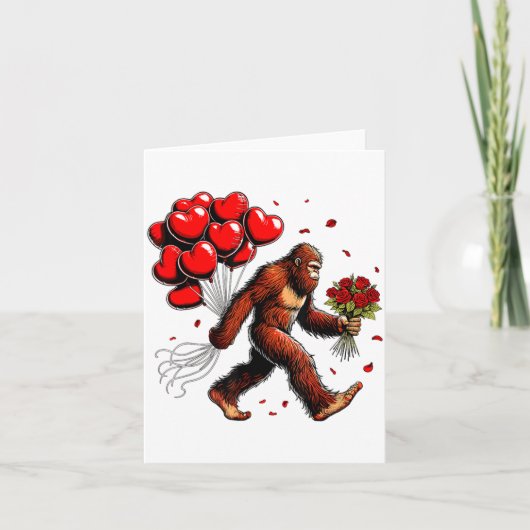 Bigfoot Valentines Day Funny Sasquatch Hearts Love Kaart (Voorkant)