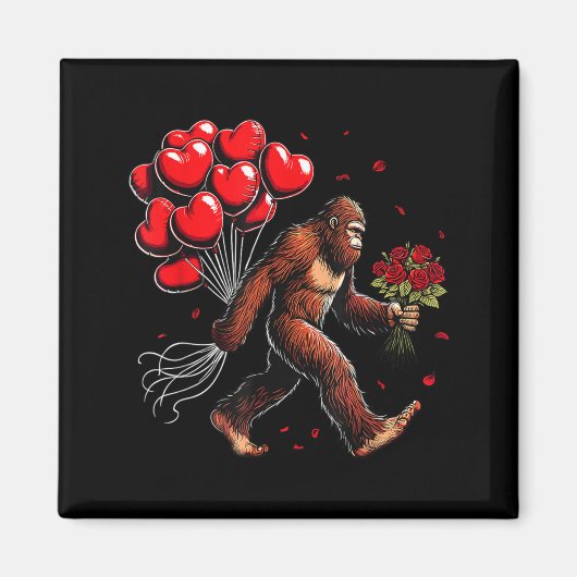 Bigfoot Valentines Day Funny Sasquatch Hearts Love Magneet (Voorkant)