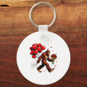 Bigfoot Valentines Day Funny Sasquatch Hearts Love Sleutelhanger (Voorkant)
