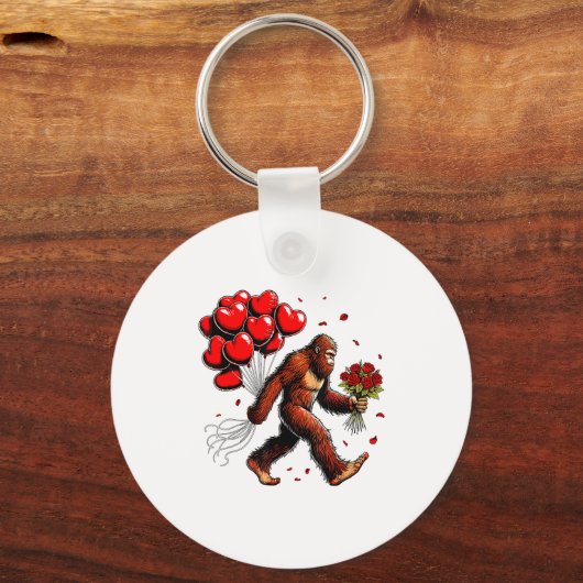 Bigfoot Valentines Day Funny Sasquatch Hearts Love Sleutelhanger (Voorkant)