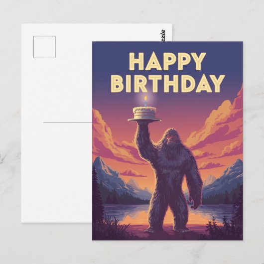 BigFoot Verjaardag Cryptozoölogie Kunst Weir Weird Briefkaart (Voorkant / Achterkant)