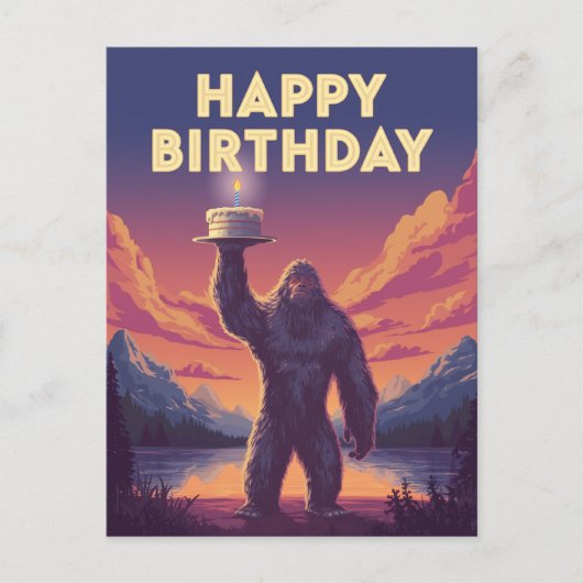 BigFoot Verjaardag Cryptozoology Art Raar Grappig Briefkaart (Voorkant)