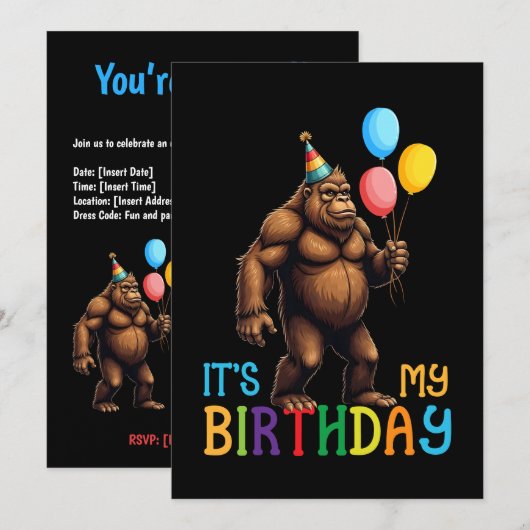 Bigfoot Verjaardagsfeest - Het is mijn verjaardag Kaart (Voorkant / Achterkant)