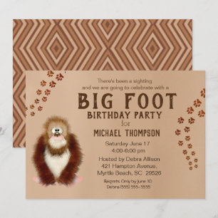 Bigfoot verjaardagsfeestuitnodigingen kaart