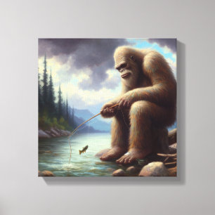 Bigfoot vissen canvas afdruk