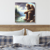 Bigfoot vissen canvas afdruk (Insitu (Slaapkamer))