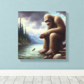 Bigfoot vissen canvas afdruk (Insitu (Houten vloer))