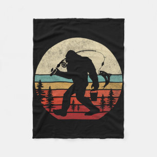 Bigfoot vissen grappige retro Sasquatch vader mann Fleece Deken