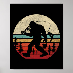 Bigfoot vissen grappige retro Sasquatch vader mann Poster