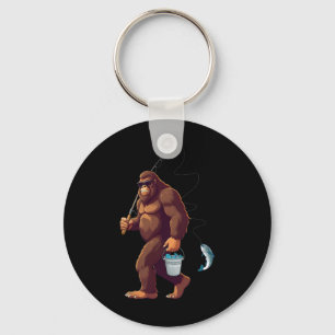 Bigfoot vissen grappige retro Sasquatch visser pap Sleutelhanger