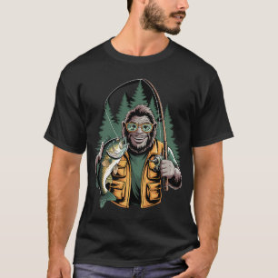 Bigfoot vissen sasquatch visser snoek jagen m t-shirt