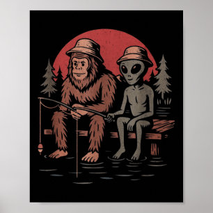 Bigfoot-visserijshirt voor mannen en jongens Sasqu Poster