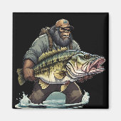 Bigfoot Vist Bass Fish Sasquatch Yeti in het meer Magneet (Voorkant)