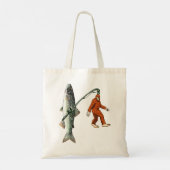 Bigfoot Vist Funny Sasquatch en Fish Lake Trou Tote Bag (Achterkant)