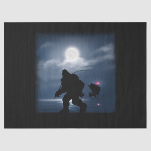 Bigfoot Vist Funny Sasquatch en Fish Night Fis Tissuepapier (Voorkant)