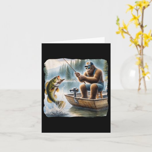 Bigfoot Vist Funny Sasquatch Summer B Fisherman Kaart (Gele Bloem)
