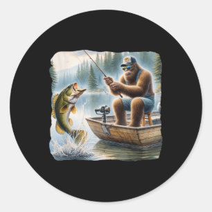 Bigfoot Vist Funny Sasquatch Summer B Fisherman Ronde Sticker