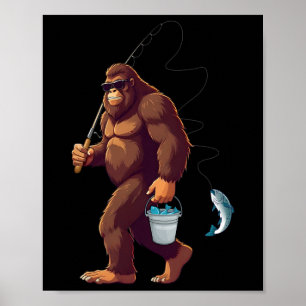 Bigfoot Vist Grappige Retro Sasquatch Visser Da Poster