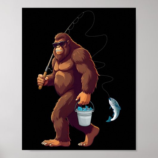 Bigfoot Vist Grappige Retro Sasquatch Visser Da Poster (Voorkant)