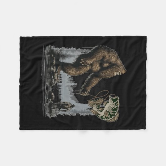 Bigfoot Vist grappige Sasquatch vis Fleece Deken (Voorkant (Horizontaal))