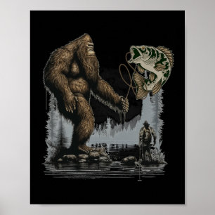 Bigfoot Vist grappige Sasquatch vis Poster