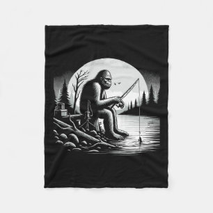 Bigfoot Vist Lake Sasquatch-visser Funny Fis Fleece Deken