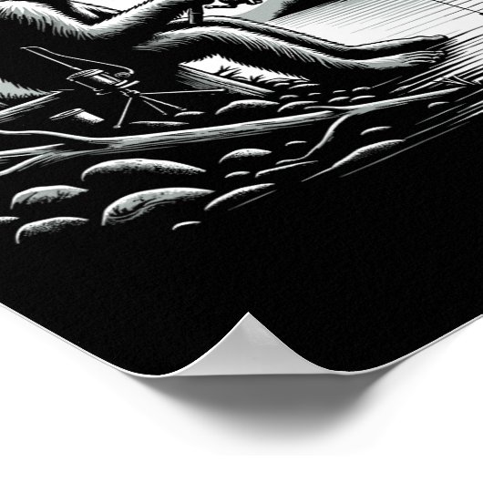 Bigfoot Vist Lake Sasquatch-visser Funny Fis Poster (Hoek)