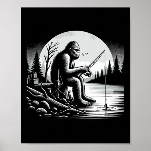 Bigfoot Vist Lake Sasquatch-visser Funny Fis Poster (Voorkant)