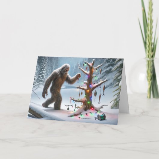 BIGFOOT VIST VAKANTIE - KERSTBOOM FEESTDAGEN KAART (Voorkant)