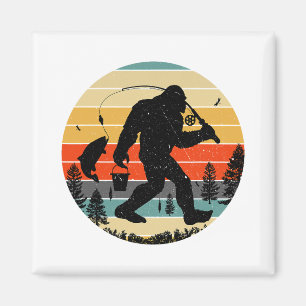 Bigfoot Vist Yeti Sasquatch Vissers Retro Magneet