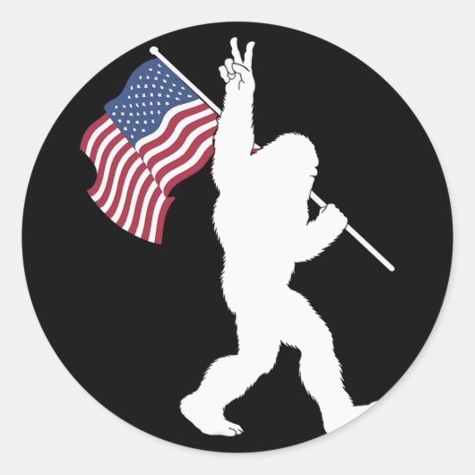 Bigfoot Vlag van de VS Ronde Sticker (Voorkant)