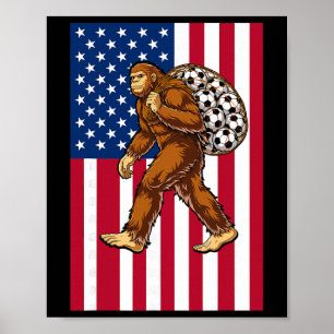Bigfoot Voetbal Usa Vlag Grappig Patriottisch Sasq Poster