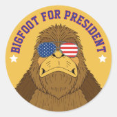 Bigfoot voor President Funny Sasquatch Ronde Sticker (Voorkant)
